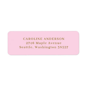 Return Address Pink and Gold Personalized Elegant Label