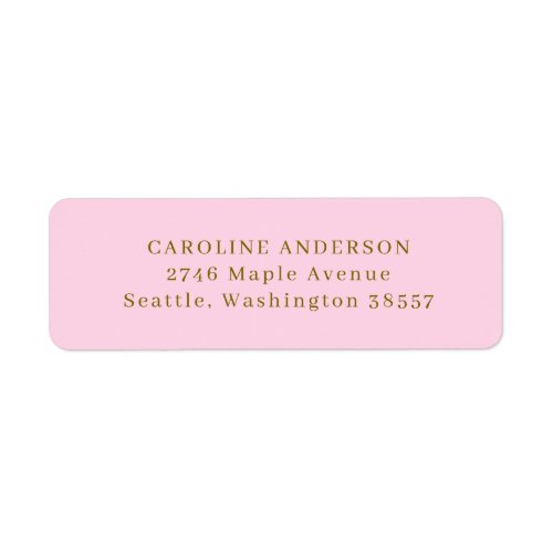 Return Address Pink and Gold Personalized Elegant Label
