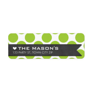 RETURN ADDRESS polka dot lime chalkboard flag Label