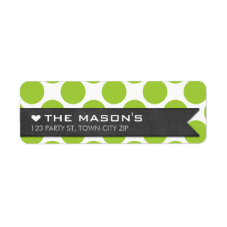 RETURN ADDRESS polka dot lime chalkboard flag Label