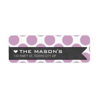 RETURN ADDRESS polka dot purple chalkboard flag Label