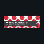 RETURN ADDRESS polka dot red glitter chalkboard Label<br><div class="desc">[PLEASE NOTE - the glitter image is a printed picture] A modern, bold design with a super cute confetti pattern. Setup as a template it is easy to customize with your own text - make it yours! Love the design but want to see it altered - different color - a...</div>