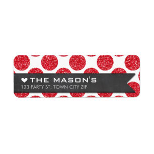 RETURN ADDRESS polka dot red glitter chalkboard Label