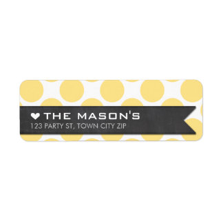RETURN ADDRESS polka dot yellow chalkboard flag Label