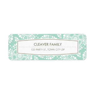 RETURN ADDRESS pretty vintage floral mint green Label