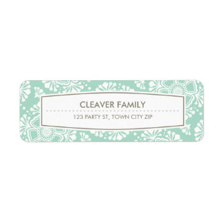 RETURN ADDRESS pretty vintage floral mint green Label