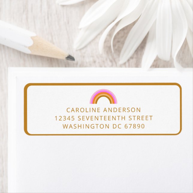 Return Address Rainbow Personalized Retro Boho  Label (Insitu)
