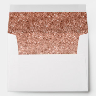 Return Address, Rose Gold Glam Glitter Rectangle Envelope