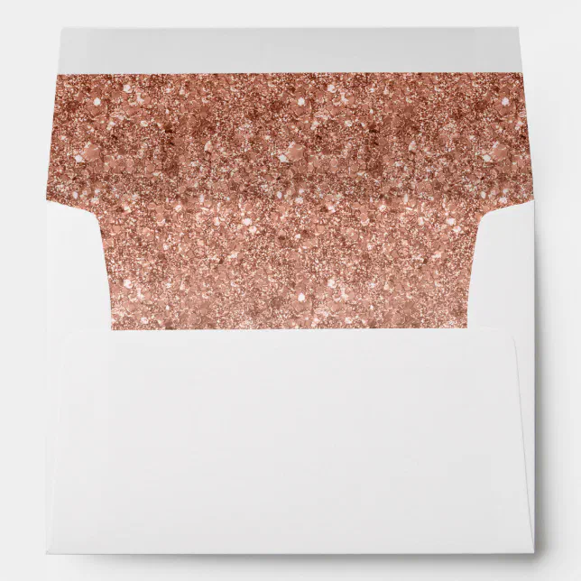 Return Address, Rose Gold Glam Glitter Rectangle Envelope Zazzle