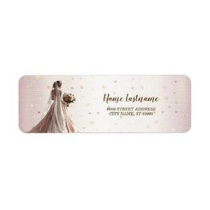Return Address Rose Winter Wedding Bride Golden Label