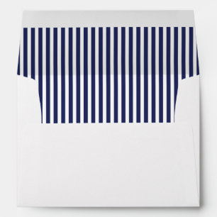 Return Address Royal Navy Blue Stripes Envelope