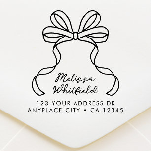 Return Address Rubber Stamp   Coquette Ribbon Bow