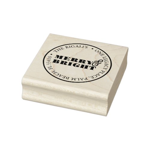 Return Address Rubber Stamps Merry  Bright