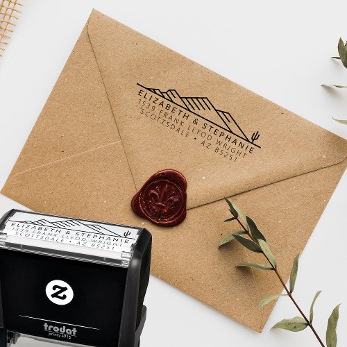 Return Address Scottsdale Desert Wedding Custom Self_inking Stamp
