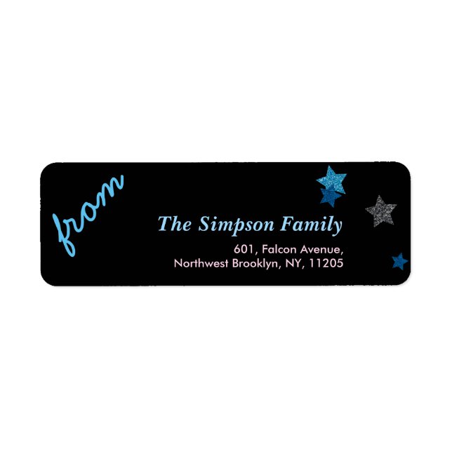 Return Address-Silver Blue Star Holiday Collection Label (Front)