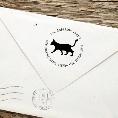 Return Address Simple Black Cat Pet Minimalist Self_inking Stamp