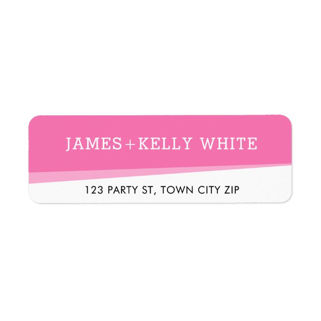RETURN ADDRESS simple modern bold angles pink Label (Front)