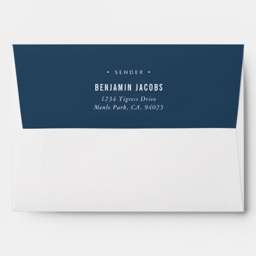 RETURN ADDRESS simple modern bold block navy blue Envelope