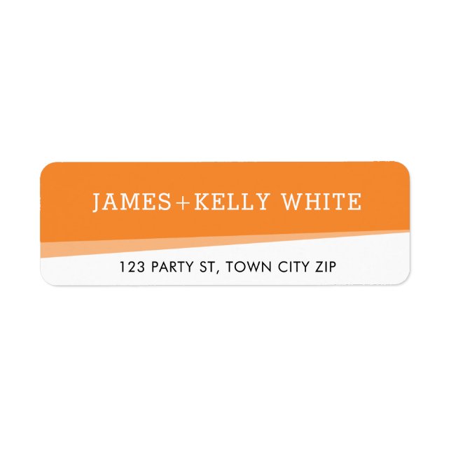 RETURN ADDRESS simple modern bold bright orange Label (Front)