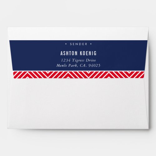 RETURN ADDRESS simple modern geometric navy red Envelope