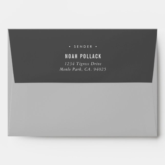 RETURN ADDRESS simple modern plain dark gray Envelope (Back (Top Flap))