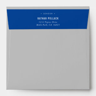RETURN ADDRESS simple modern plain gray royal blue Envelope