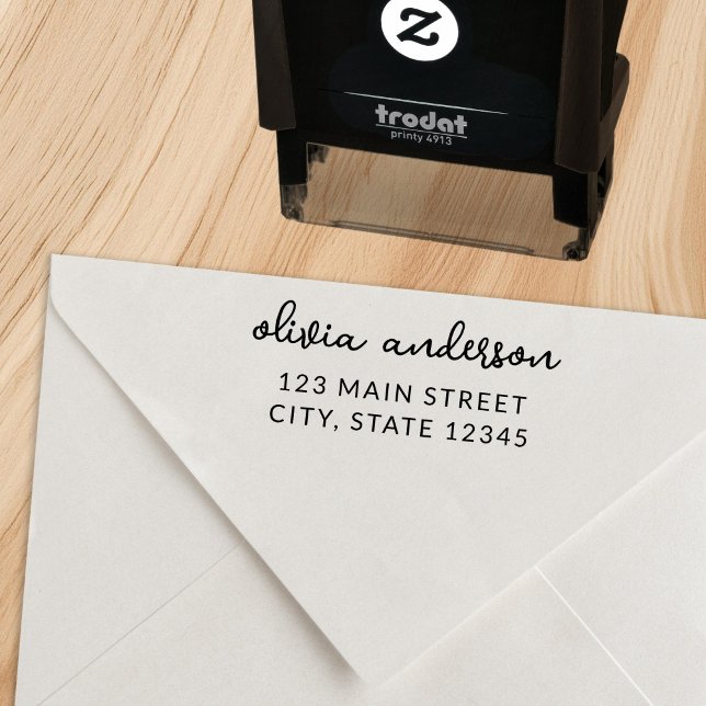 Return Address Simple Modern Script Self-inking Stamp (Creator Uploaded)