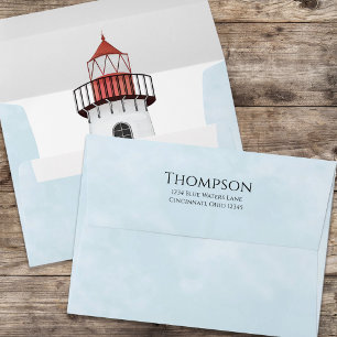 Return Address Simple Nautical Coastal Lighthouse Envelope