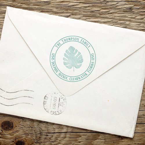 Return Address Simple Tropical Palm Leaf  Self_inking Stamp