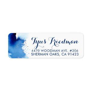 RETURN ADDRESS smart dark blue watercolor Label
