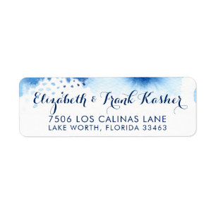 RETURN ADDRESS smart navy blue watercolor Label