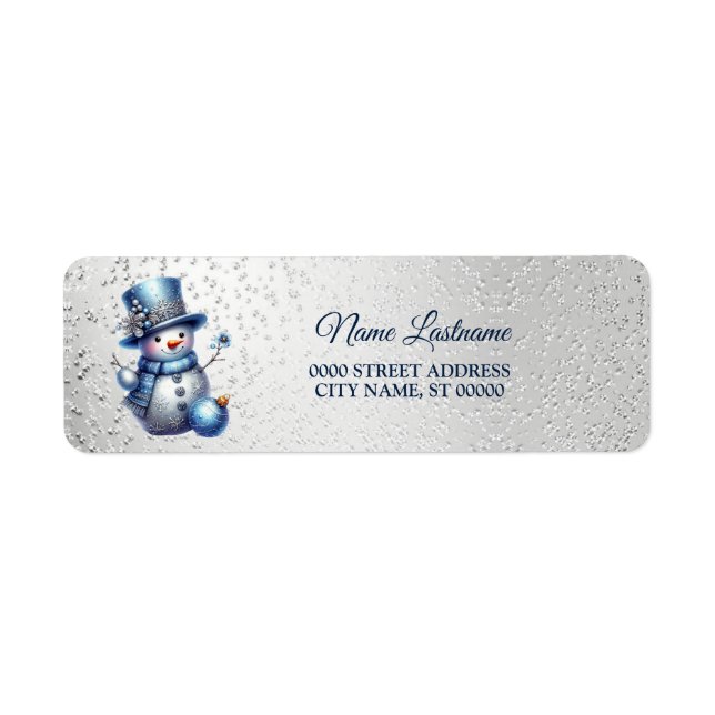 Return Address Snowman Christmas Winter Elegant Label (Front)