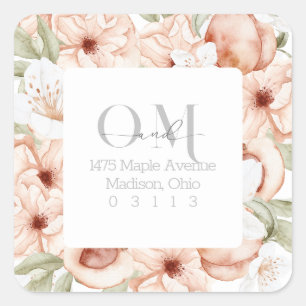 Return Address Soft Peach Floral Sticker