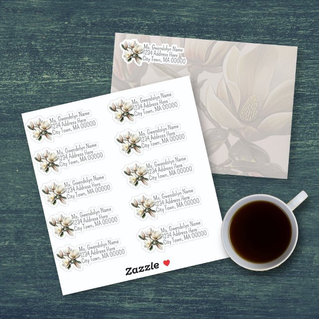 Return Address Southern Magnolia shaped stickers (Creator Uploaded)