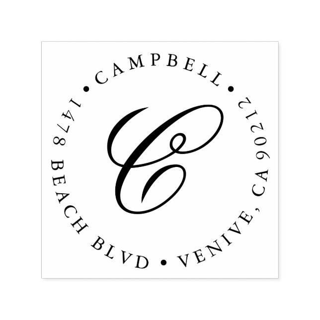 Return Address Stamp, Custom Monogram stamp (Design)