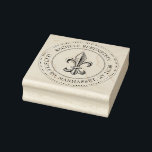 Return Address Stamp Vintage French Fleur de Lis<br><div class="desc">Customize this stamp with your name and address. Vintage French fleur de lis design with circular borders. Ink pads are available in many different colors,  including silver and gold!</div>