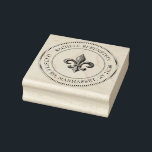 Return Address Stamp Vintage French Fleur de Lis<br><div class="desc">Customize this stamp with your name and address. Vintage French fleur de lis design with circular borders. Ink pads are available in many different colors,  including silver and gold!</div>