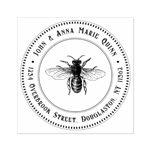 Return Address Stamp Vintage Queen Honeybee