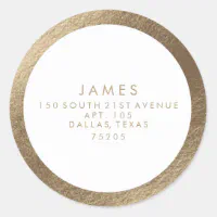 Modern Blush Pink Gold Return Address Classic Round Sticker