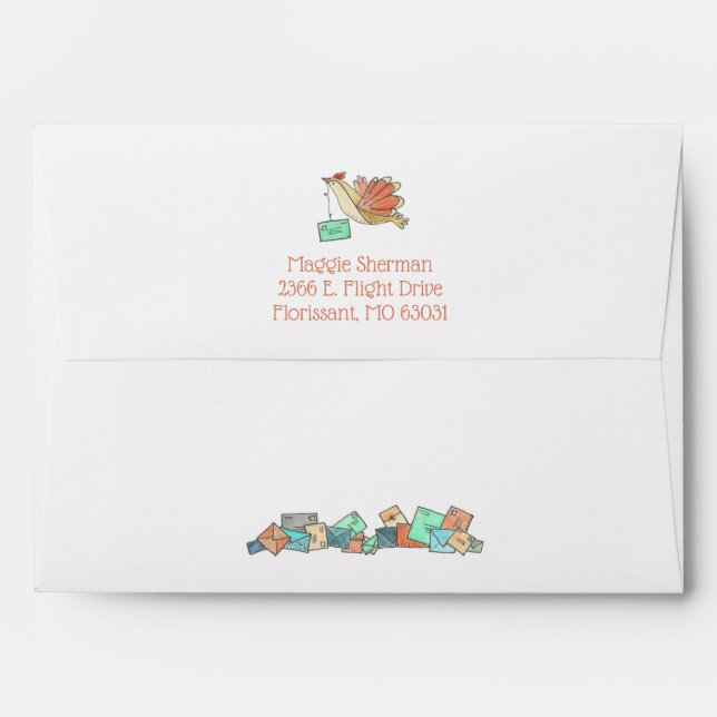 Return Address Sweet Birds Delivering Mail Custom Envelope (Back (Top Flap))
