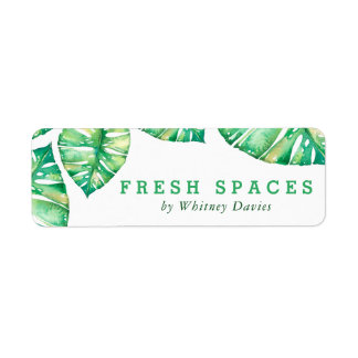 RETURN ADDRESS tropical watercolor monstera leaf Label