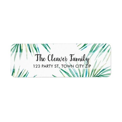 RETURN ADDRESS tropical watercolor palm leaf Label