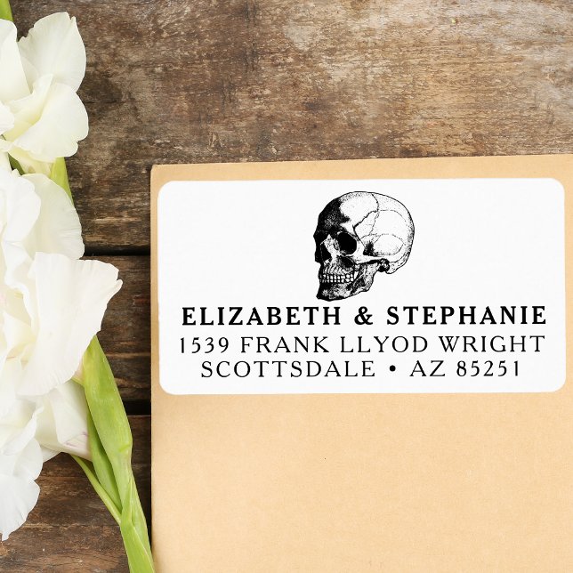 Return Address Vintage Gothic Wedding Skull Custom Label (Creator Uploaded)