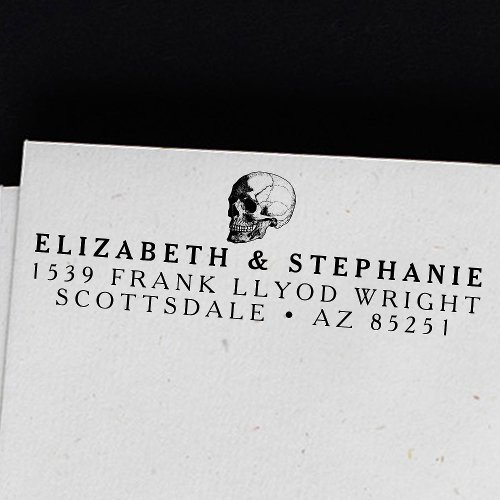 Return Address Vintage Gothic Wedding Skull Custom Self_inking Stamp
