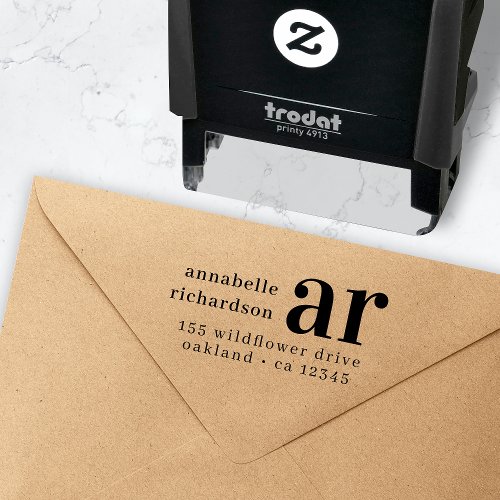Return Address Vintage Monogram Retro Typography Self_inking Stamp