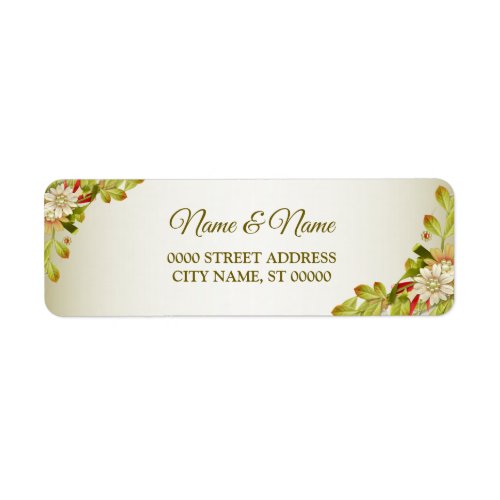 Return Address Wedding Green Foliage Floral Gold Label