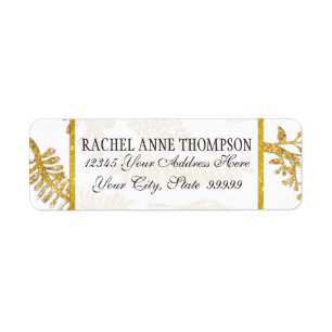 Return Address Wedding Modern Gold Glitter Leaf Label