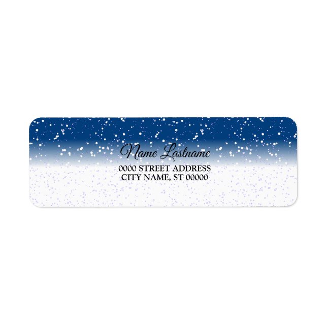 Return Address White Snow Flakes Blue sky Label (Front)