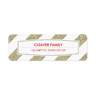 RETURN ADDRESS wide stripe pattern glitter gold Label