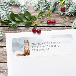 Return Address Winter Cute Fox Elegant Label